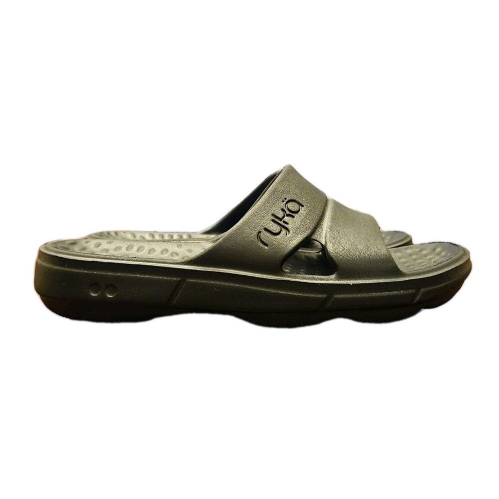 Ryka Re-Zorb Lite Cushioning Foam Black Slides Sandals, Womens Size 9